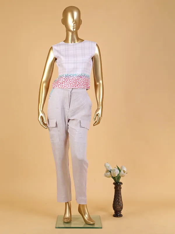 Light purple printed co ord set in cotton