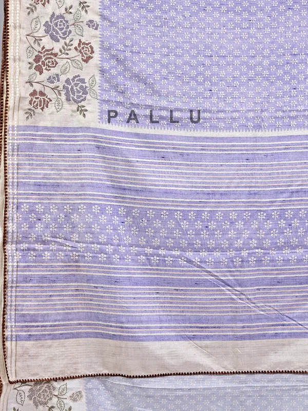 Light purple printed cotton silk saree
