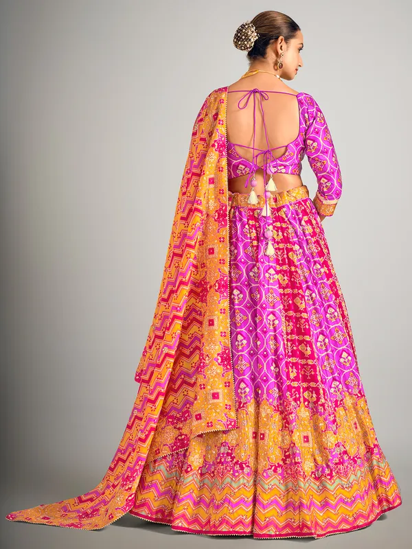 Light purple printed lehenga choli in silk