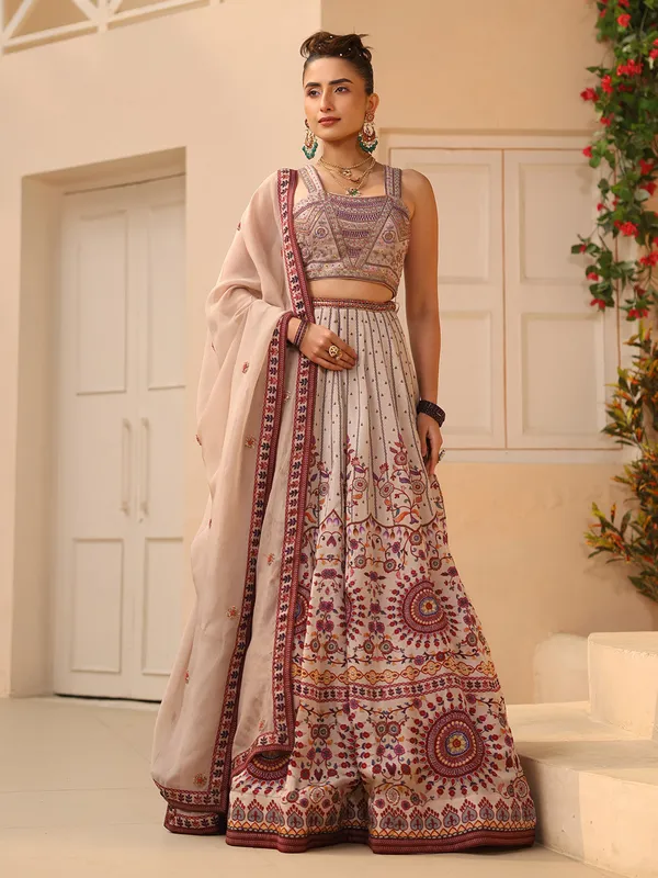 Light purple raw silk lehenga choli