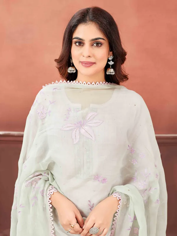 Light purple salwar suit with floral dupatta