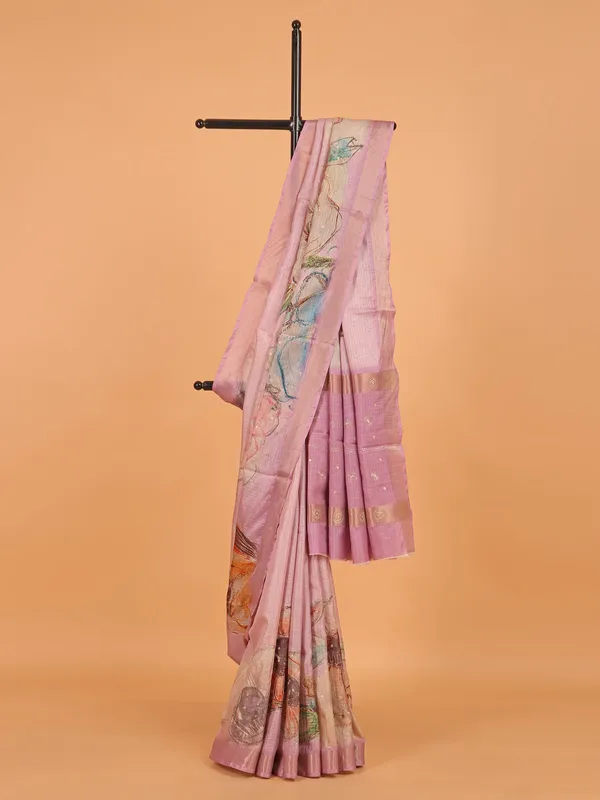 Light purple semi cotton silk saree for women