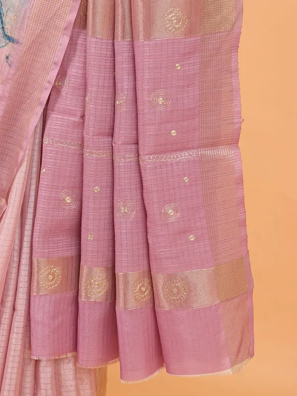 Light purple semi cotton silk saree for women