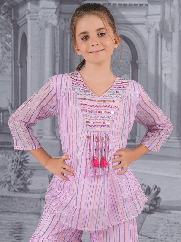 Light purple sharara suit in cotton