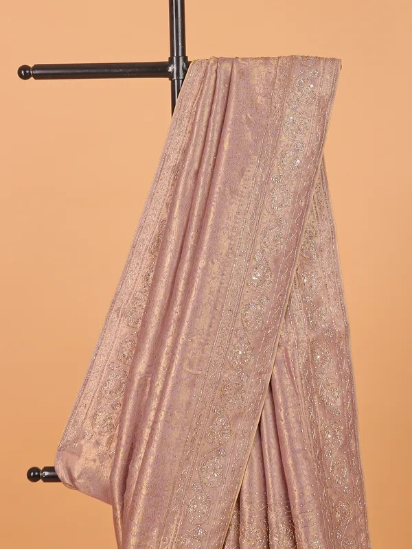 Light purple shimmer dola silk saree