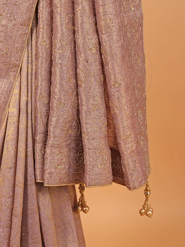 Light purple shimmer dola silk saree