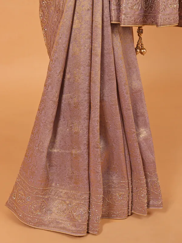 Light purple shimmer dola silk saree