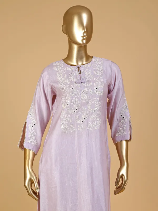 Light purple silk kurti set for festive