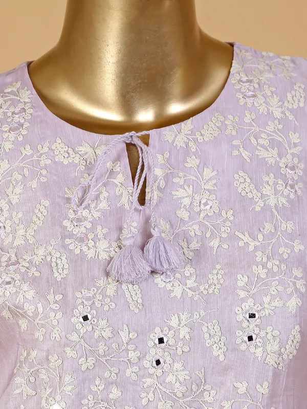 Light purple silk kurti set for festive