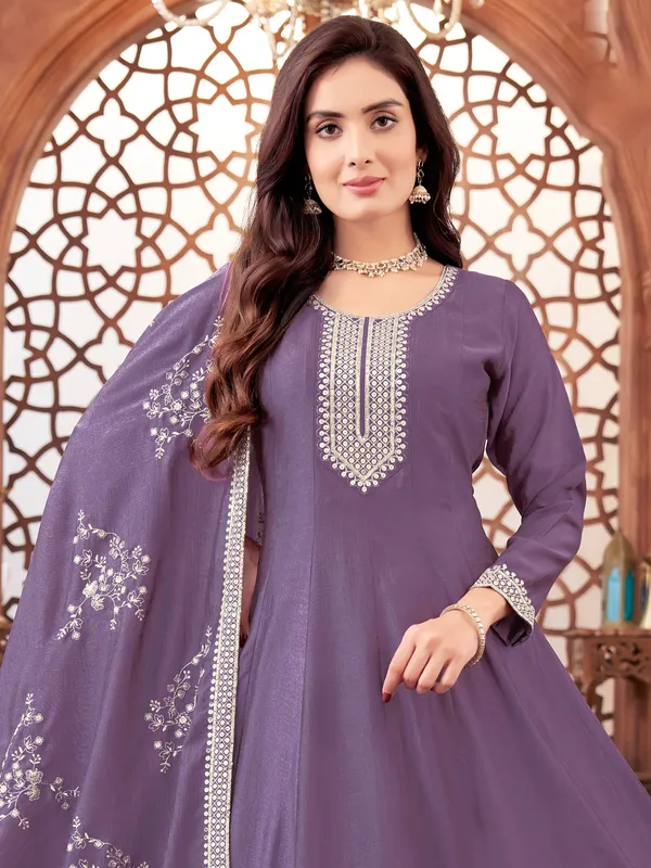 Light purple silk salwar suit for women