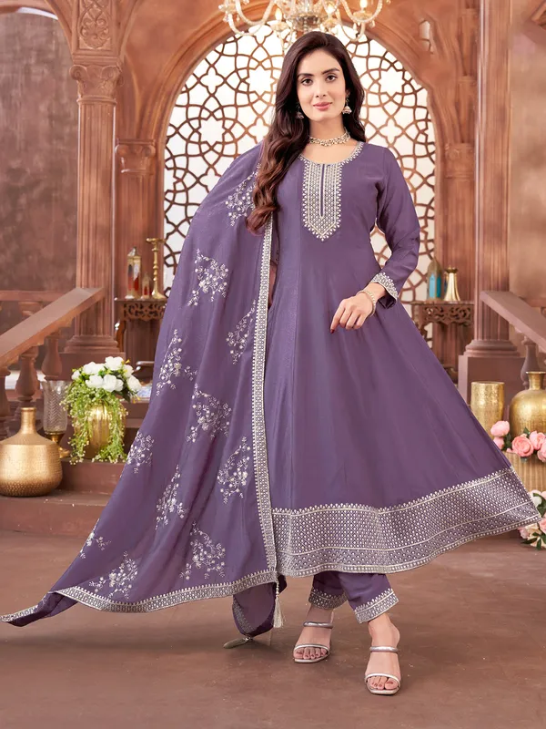 Light purple silk salwar suit for women