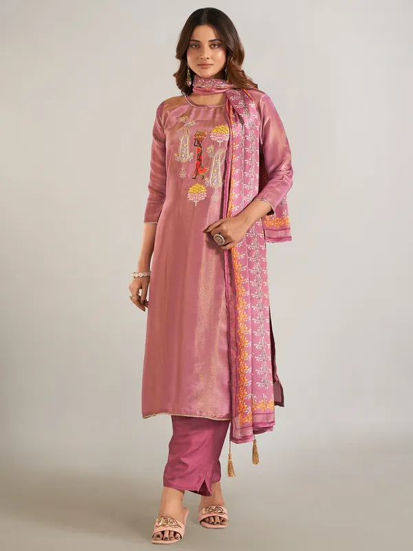 Light purple silk salwar suit with dupatta