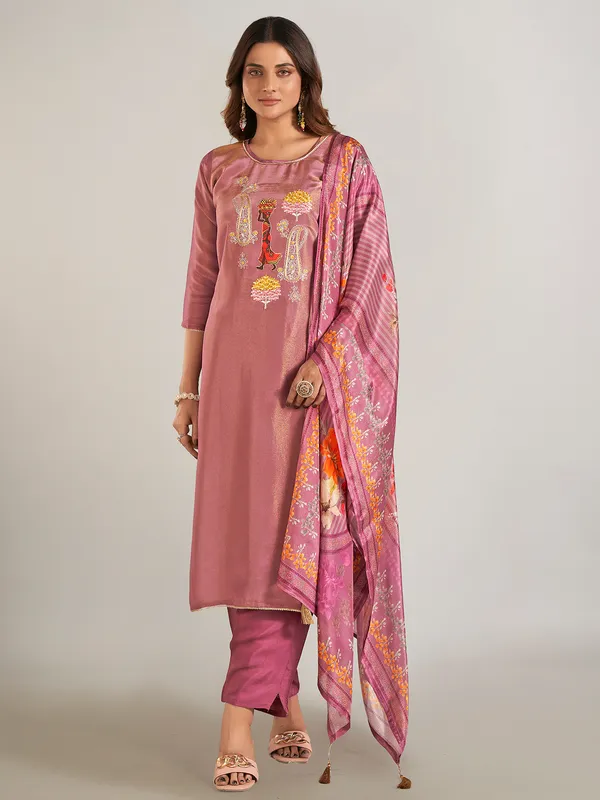 Light purple silk salwar suit with dupatta