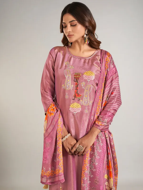 Light purple silk salwar suit with dupatta
