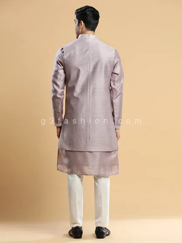Light purple silk waistcoat set for wedding