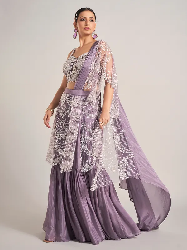 Light purple silk wedding lehenga choli with dupatta