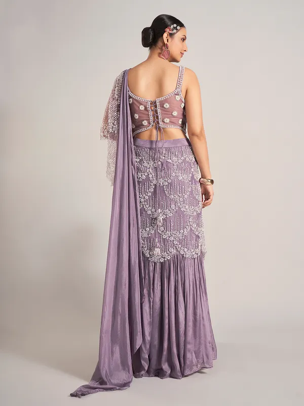 Light purple silk wedding lehenga choli with dupatta