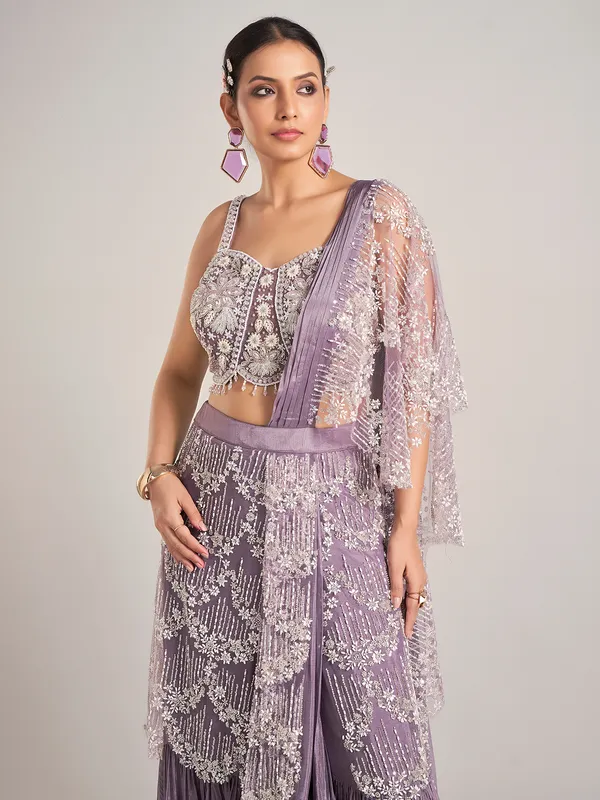 Light purple silk wedding lehenga choli with dupatta
