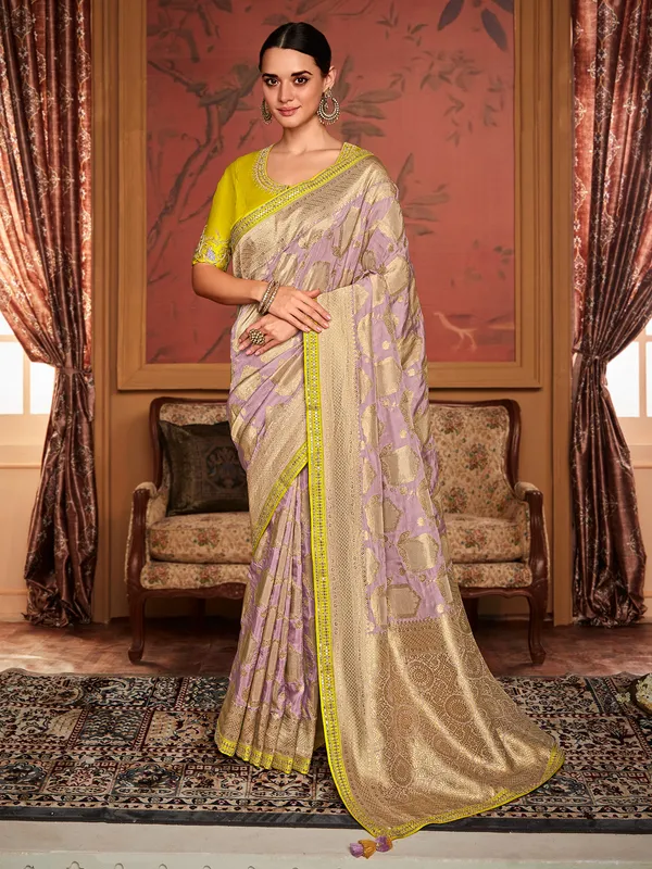 Light purple soft dola silk saree