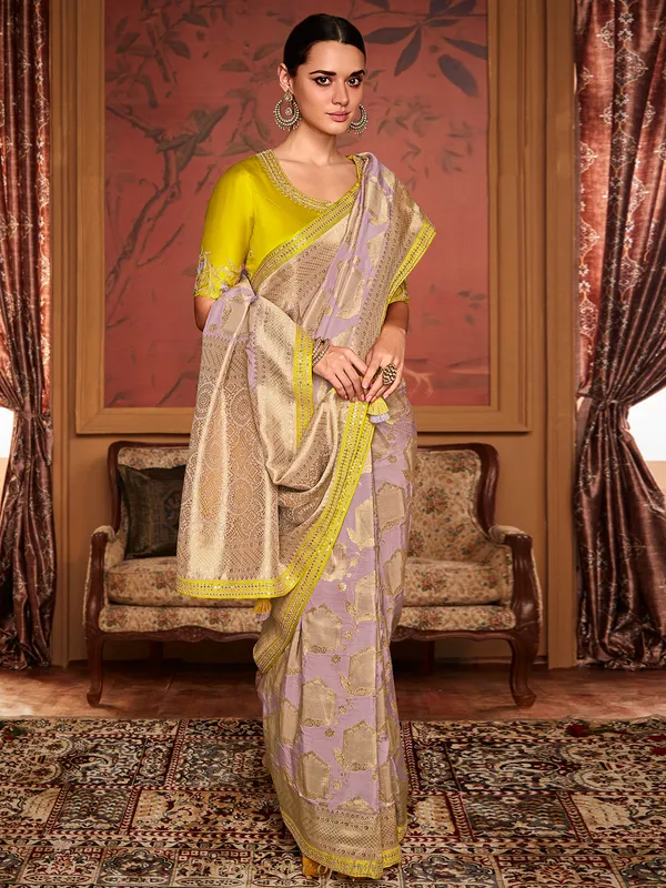 Light purple soft dola silk saree