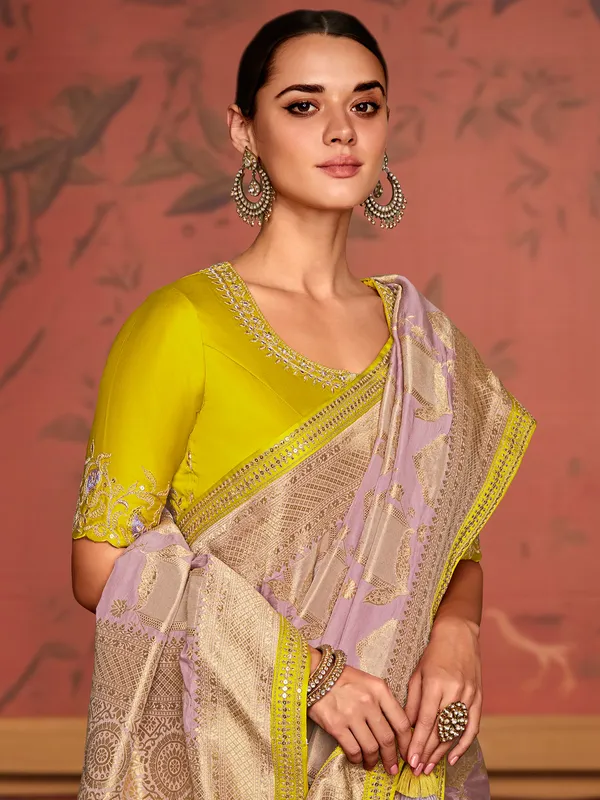 Light purple soft dola silk saree