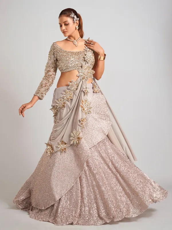 Light purple soft net lehenga choli for party wear