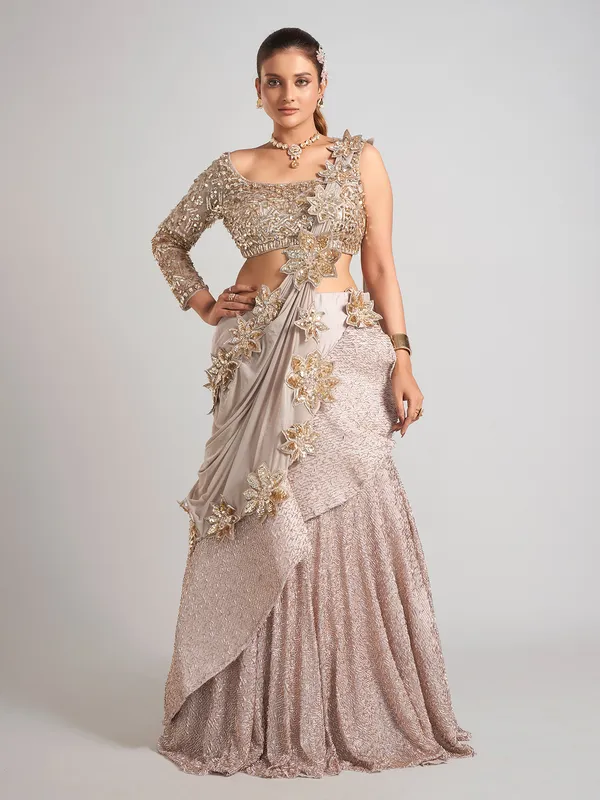 Light purple soft net lehenga choli for party wear