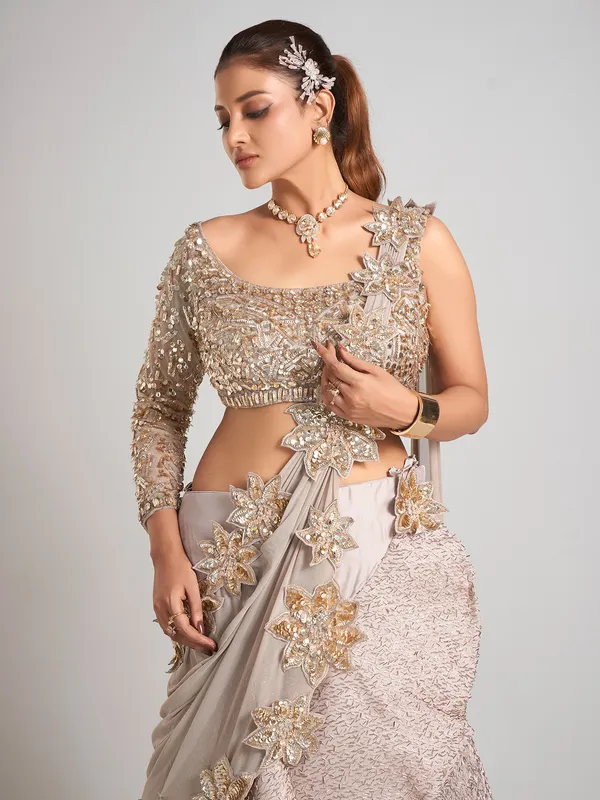 Light purple soft net lehenga choli for party wear