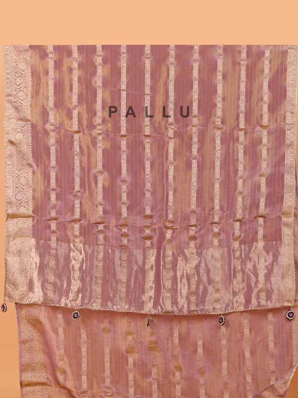 Light purple soft organza saree for women