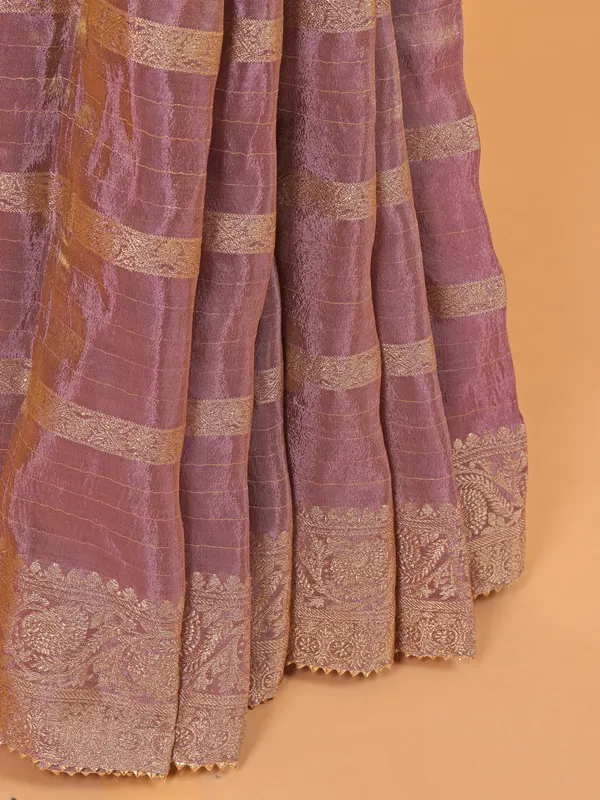 Light purple soft organza saree for women