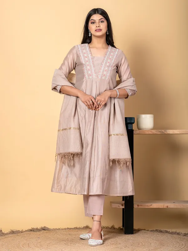 Light purple tissue silk kurti set