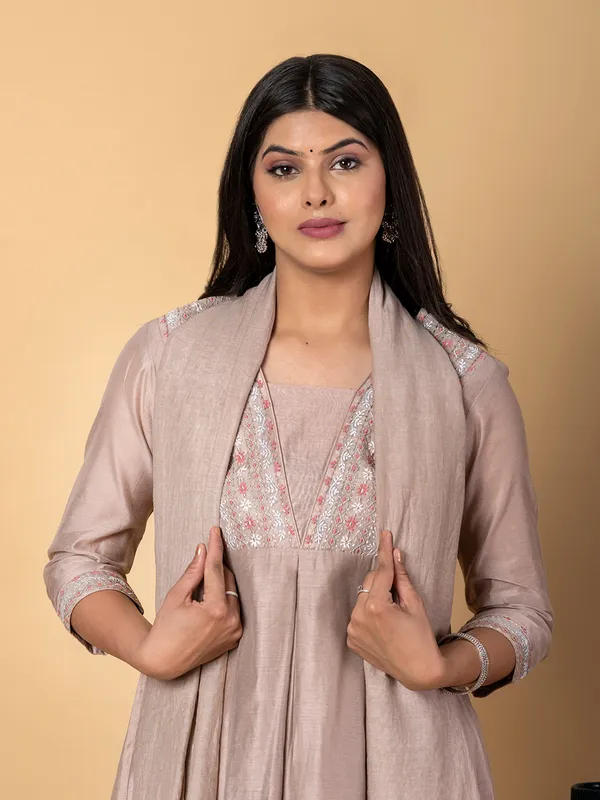 Light purple tissue silk kurti set