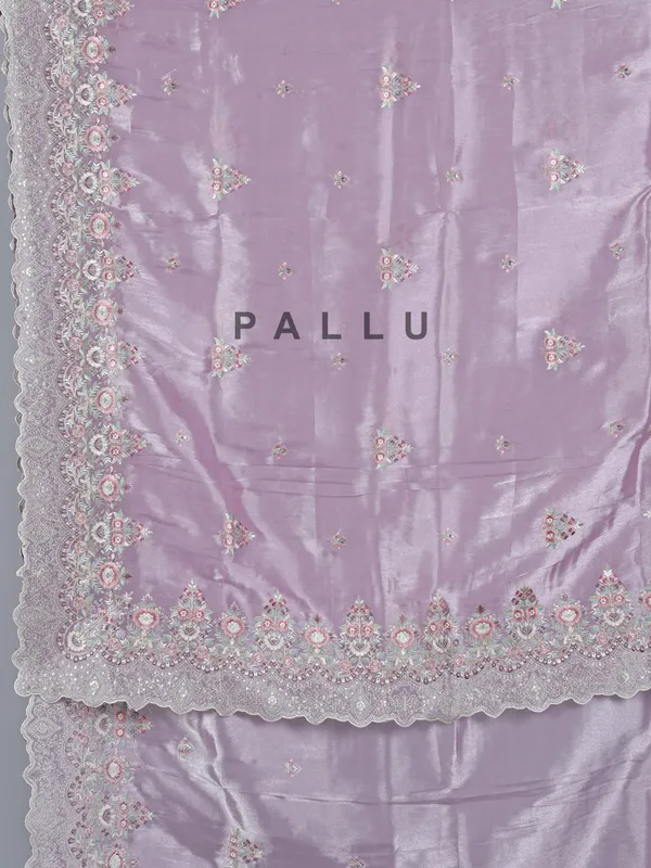 Light purple tissue silk saree with thread beauty
