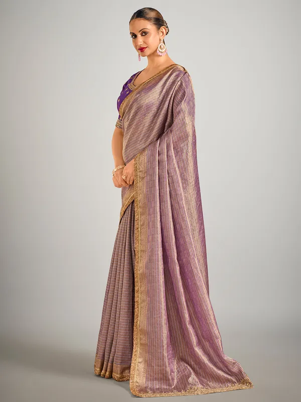 Light purple tissue silk zari weaving saree