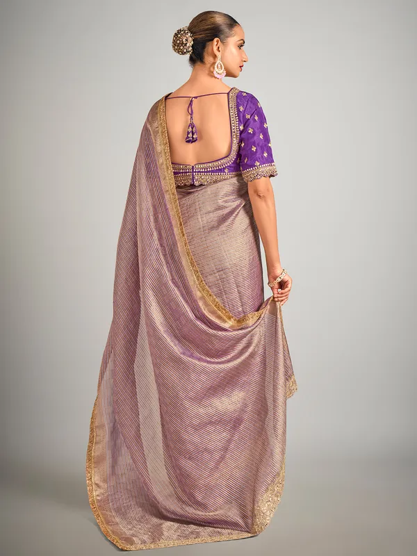 Light purple tissue silk zari weaving saree