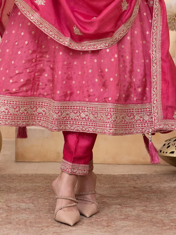 Light red silk salwar suit for festival