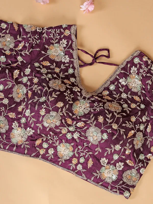 Light violet saree with ready made blouse