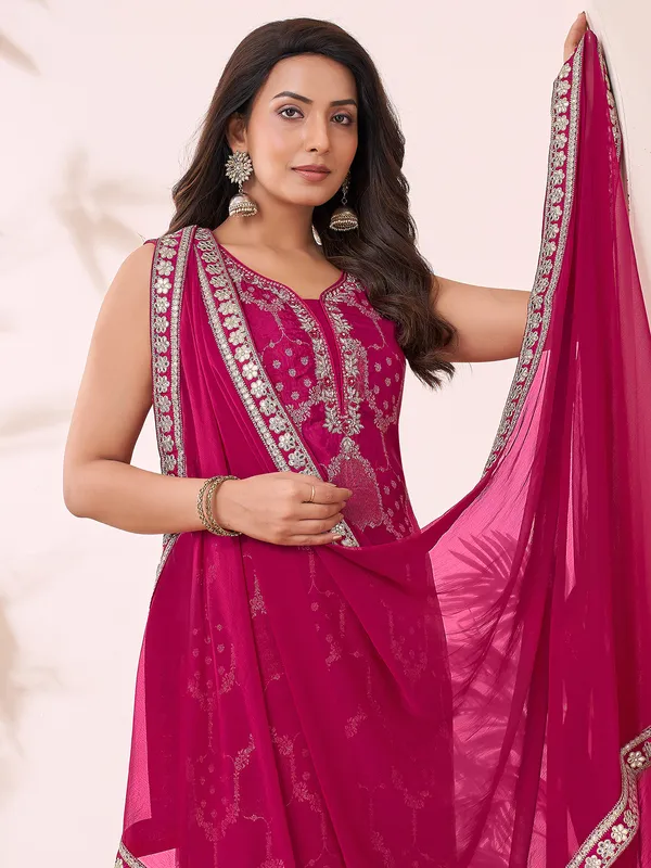 Light wine silk salwar suit with sleeveless style