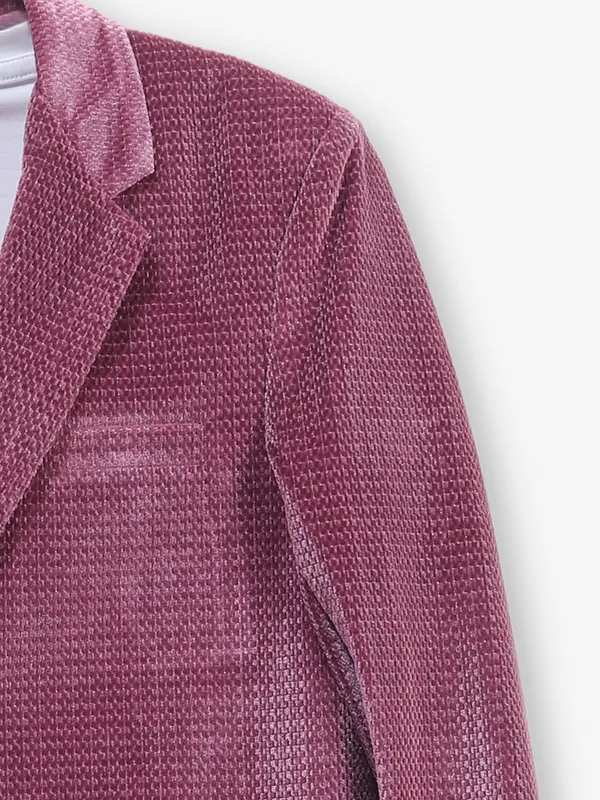 Light wine velvet party blazer for boys
