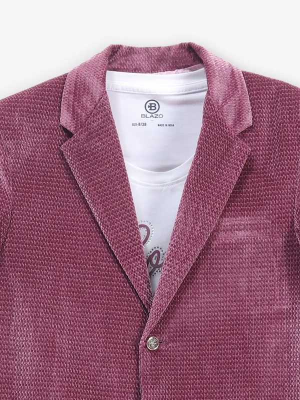 Light wine velvet party blazer for boys