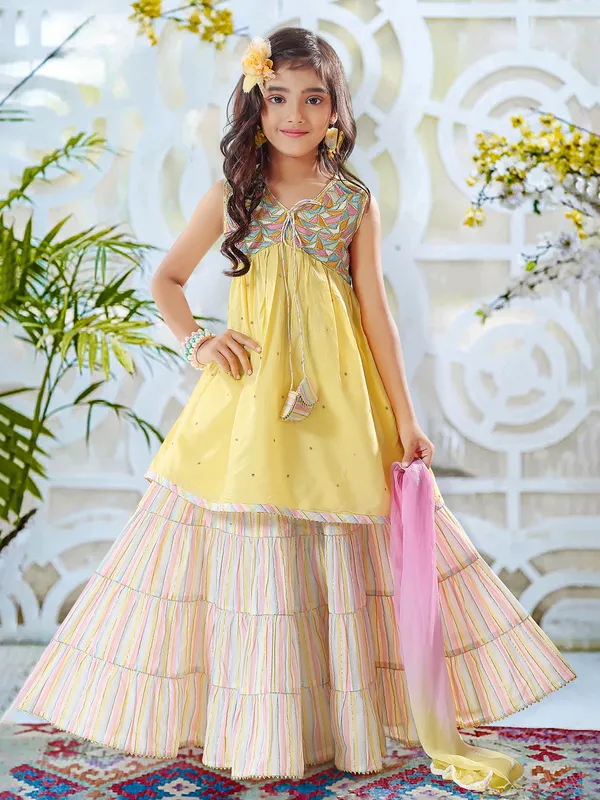 Light yellow cotton lehenga choli