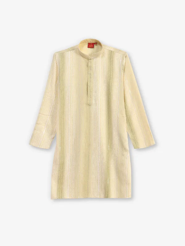 Light yellow cotton silk kurta suit fot boys
