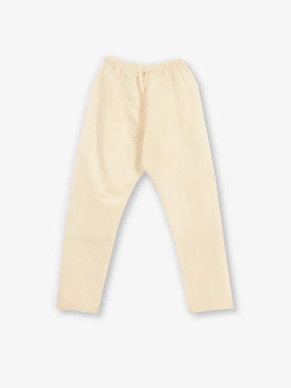 Light yellow cotton silk kurta suit fot boys