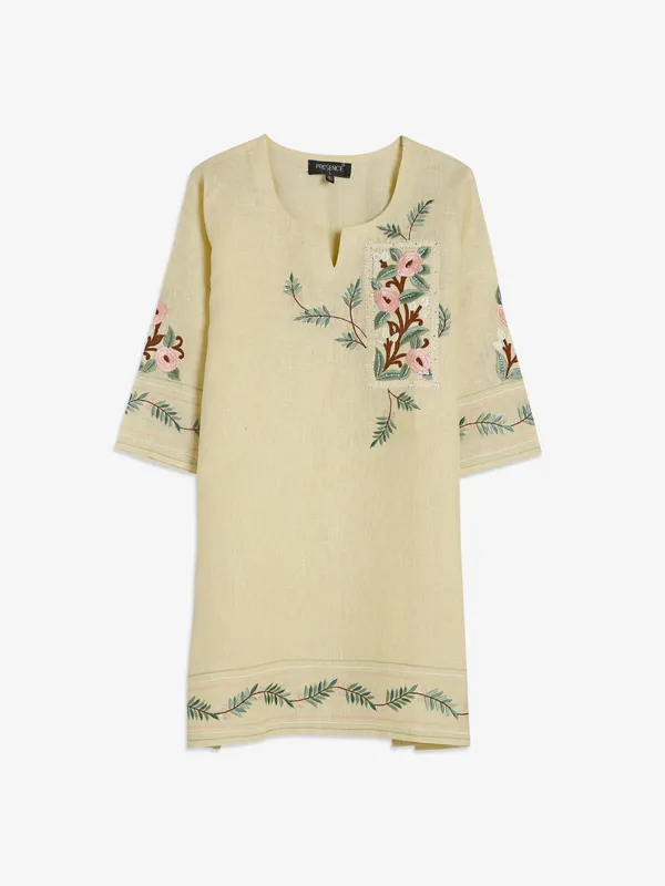 Light yellow cotton tunic top