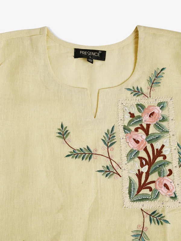 Light yellow cotton tunic top