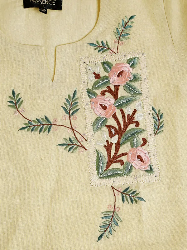 Light yellow cotton tunic top