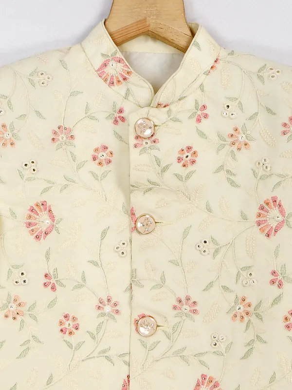 Light yellow georgette indowestern