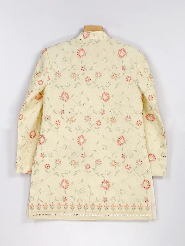 Light yellow georgette indowestern