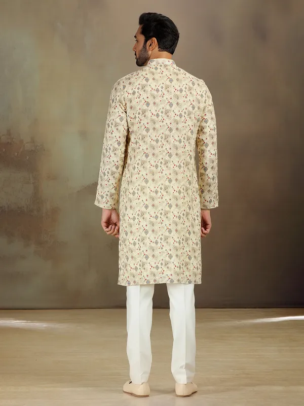 Light yellow georgette printed kurta set