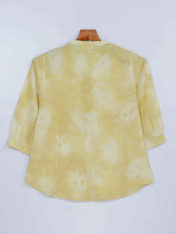 Light yellow georgette printed top
